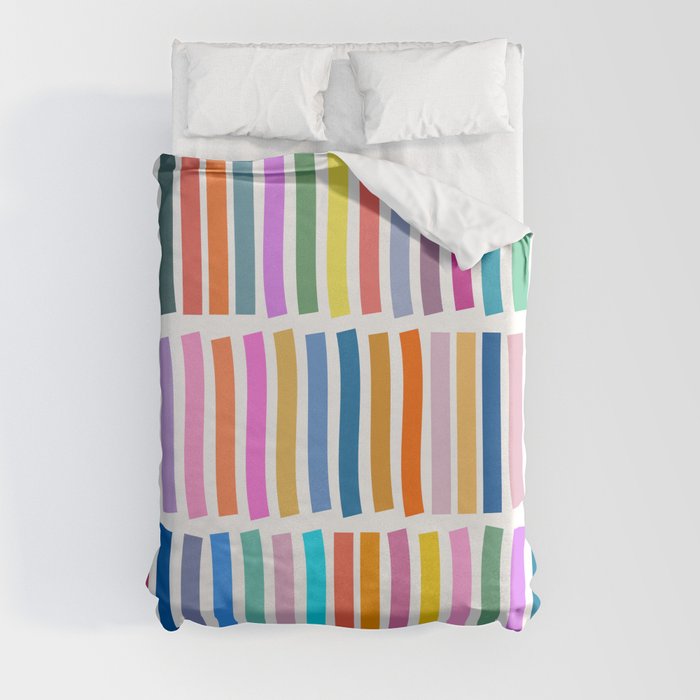 Bright Whimsical Rainbow Stripes Duvet Cover