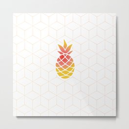 Pineapple Geometric Art Metal Print