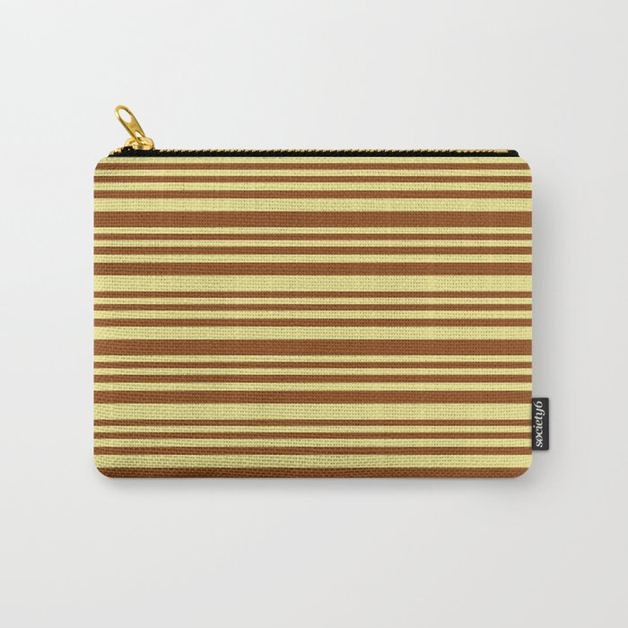 Brown and Tan Colored Stripes/Lines Pattern Carry-All Pouch