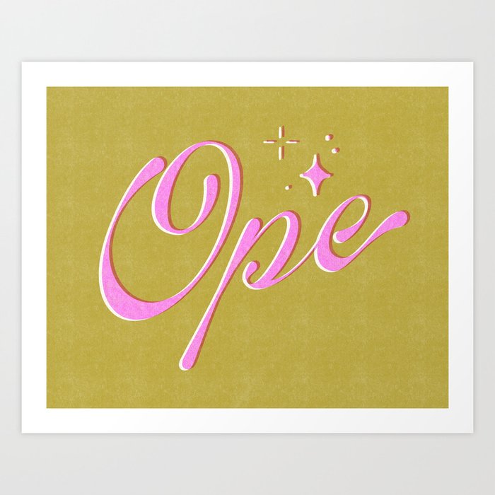 'Ope!' Risograph in Gold Art Print