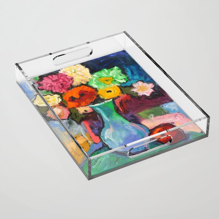 Flowers with Apple Acrylic Tray