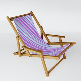 [ Thumbnail: Powder Blue & Orchid Colored Lined Pattern Sling Chair ]