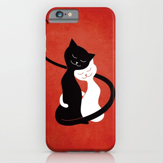 White And Black Cats In Love (red) iPhone & iPod Case
