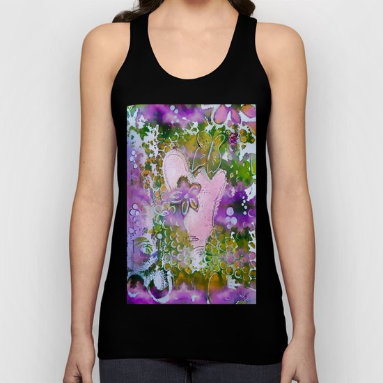 Lavender Hearts and Flowers Unisex Tank Top