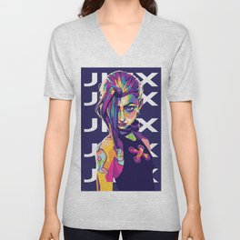 Jinx Arcane Pop Art V Neck T Shirt