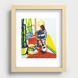 sitting with the guitar Recessed Framed Print