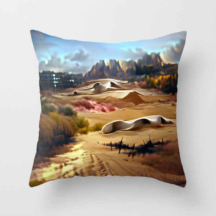 Desert City Oasis | Hi-Res Digital Art Throw Pillow