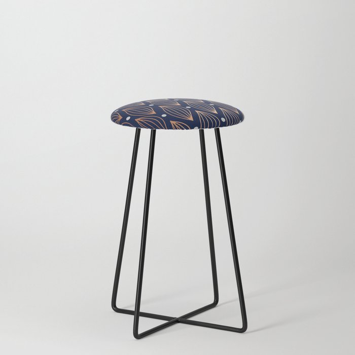 Copper Wave Navy Blue Counter Stool, Blue Copper Bar Stools