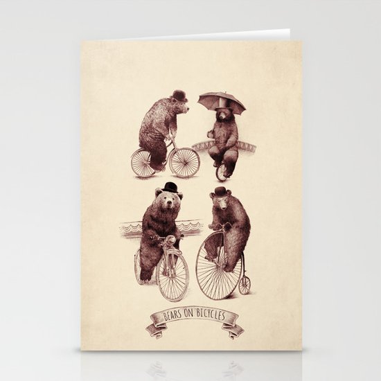 Bears on Bicycles Stationery Cards