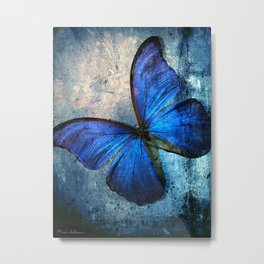 Butterfly Blue Vintage  Metal Print