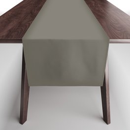 Dark Gray-Brown Solid Color Pantone Smokey Olive 18-0516 TCX Shades of Yellow Hues Table Runner