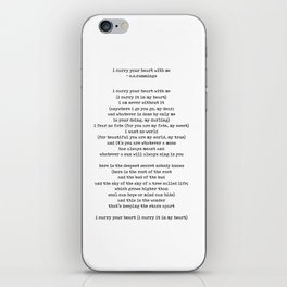I carry your heart with me Poem - E E Cummings - Minimal, Literature Quote Print - Typewriter iPhone Skin