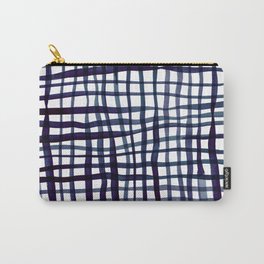 Watercolor doodle gingham - indigo Carry-All Pouch