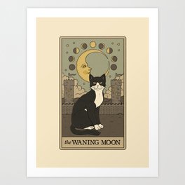The Waning Moon Cat Art Print