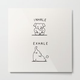 Inhale Exhale Elehant Metal Print | Drawing, Illustration, Animal, Digital, Graphite, Elehant, Inhaleexhale, Curated, Funny, Vintage 