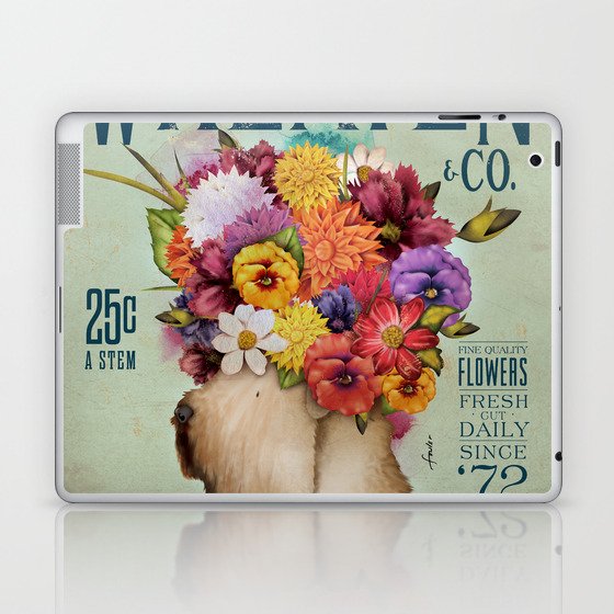 Wheaten terrier wheatie dog flowers flower floral garden farmers market  Laptop & iPad Skin
