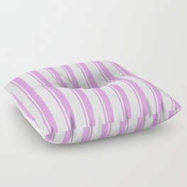 [ Thumbnail: Plum & White Colored Lined/Striped Pattern Floor Pillow ]