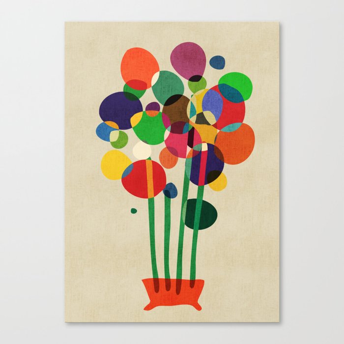 Happy flowers in the vase Canvas Print