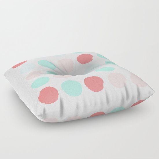 Painted dot abstract trendy colors gender neutral seaside coral tropical minimal Floor Pillow by ...