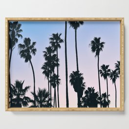 Palm Trees at Sunset, Santa Barbara, California Serving Tray