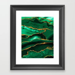 Abstract Green And Gold Emerald Marble Landscape  Framed Art Print
