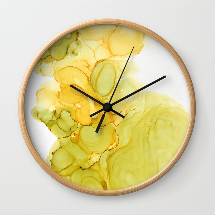 Green & Yellow Ink Composition Wall Clock