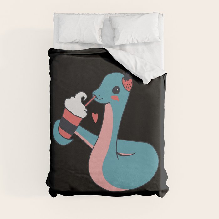 Cute Snake Strawberry Character Duvet Cover by Purrfeclty Cute