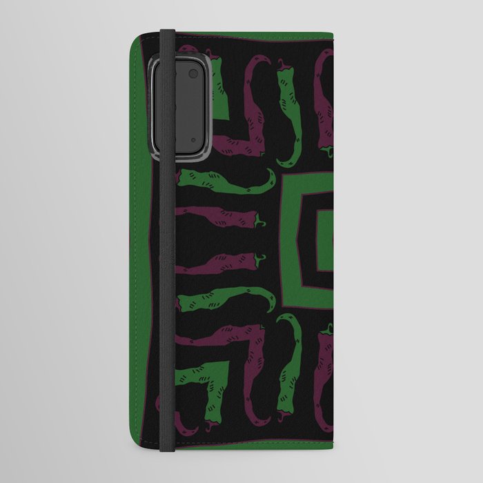 Circular pattern with hot peppers. Hand drawn. Android Wallet Case