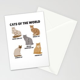 Cats Of The World Different Breeds Of Cats Stationery Card