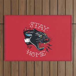 Stay Home Panther Tattoo Outdoor Rug
