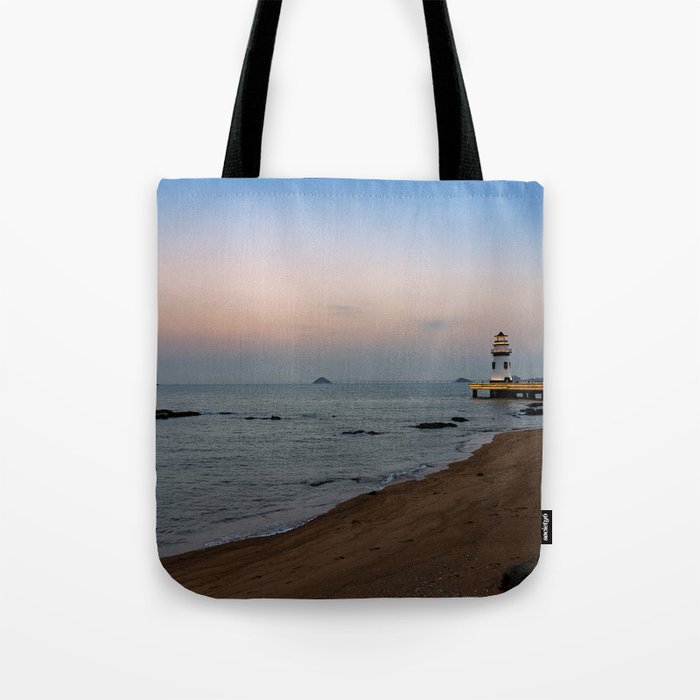 China Photography - Beautiful Beach By The Pink Sunset Tote Bag