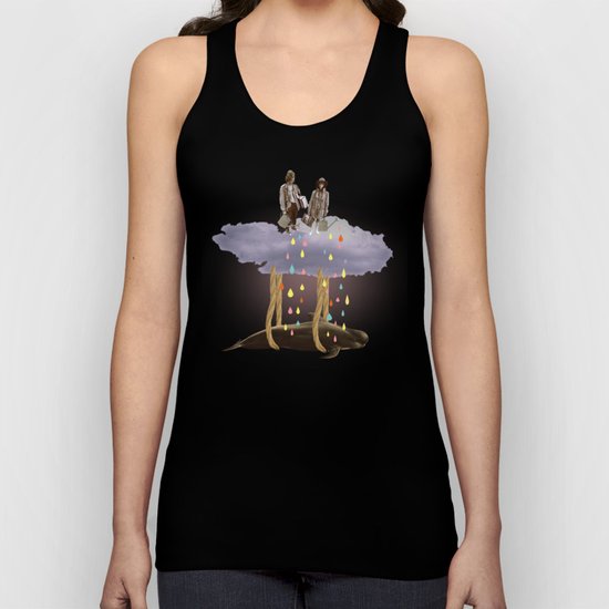 couple who travels on a cloud with a whale Unisex Tank Top
