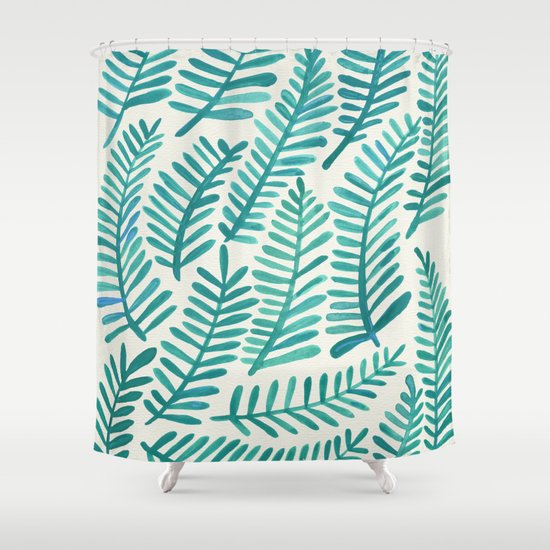 Green Fronds Shower Curtain
