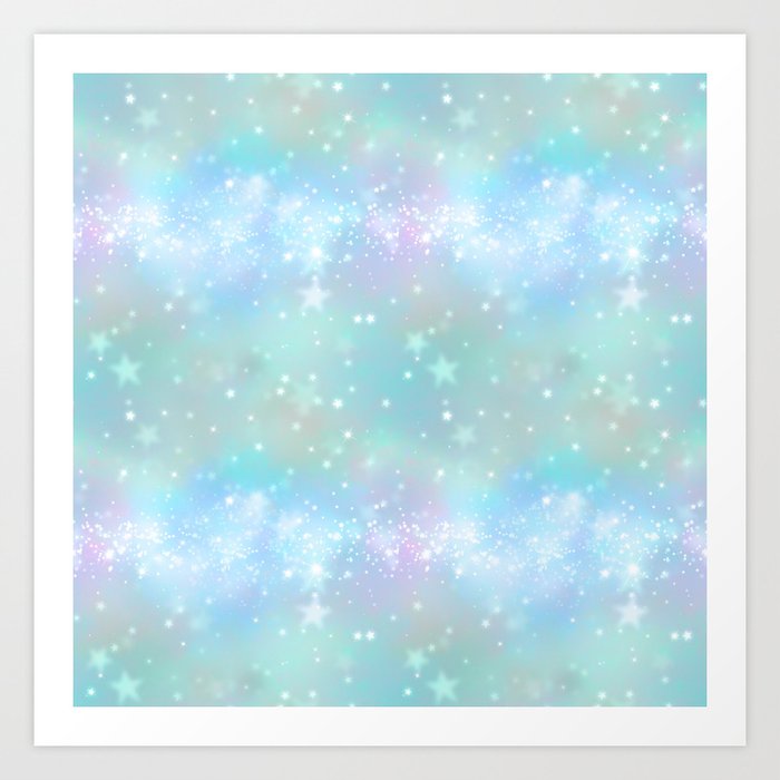 Iridescent Sparkly Stars Pattern Art Print
