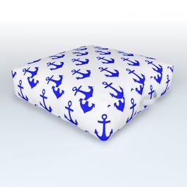 Anchors (Blue & White Pattern) Outdoor Floor Cushion