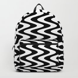 Black and White Vertical Waves Backpack