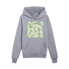 Bold flowers in my garden on chalky green Kids Pullover Hoodies