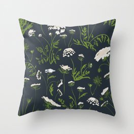 Queen Anne's Lace, Navy Throw Pillow
