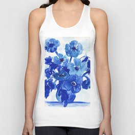 blue stillife Tank Top | Flowers, Anemones, Flower, Watercolor, Cool, Pop Art, Poppies, Stillife, Bouquet, Illustration 