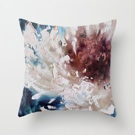 Abstract flower bold strokes. Original majestic peony close-up. Throw Pillow