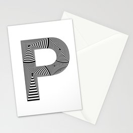 capital letter P in black and white, with lines creating volume effect Stationery Card