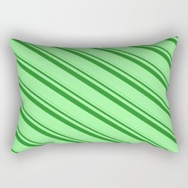 [ Thumbnail: Forest Green & Green Colored Lined/Striped Pattern Rectangular Pillow ]