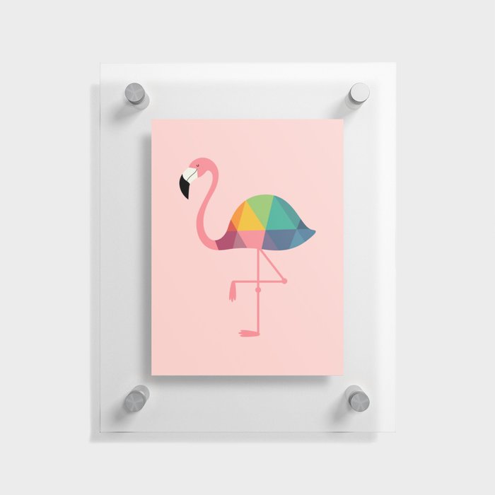 Rainbow Flamingo Floating Acrylic Print