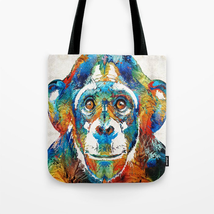 Colorful Chimp Art - Monkey Business - By Sharon Cummings Tote Bag