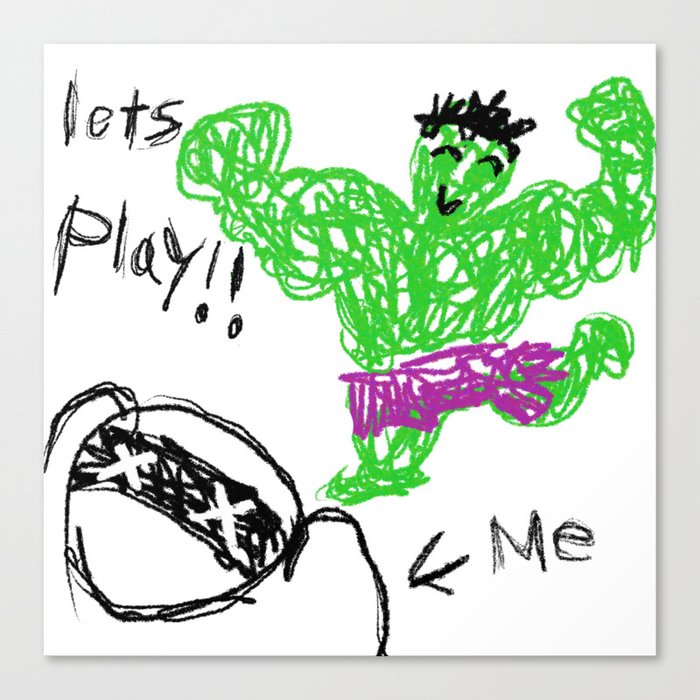 Green guy wants to play !! Canvas Print