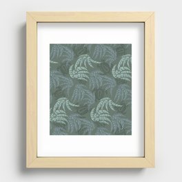 Hawaiian Emerald Turtles and Palm Leaves Pattern Recessed Framed Print
