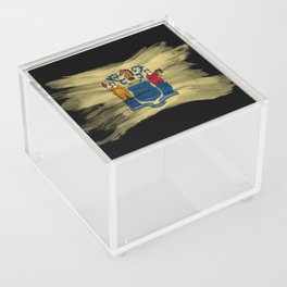 New Jersey state flag brush stroke, New Jersey flag background Acrylic Box