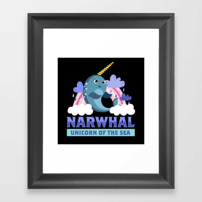 Unicorn Of The Sea Narwhal Whale Unicorn Framed Art Print