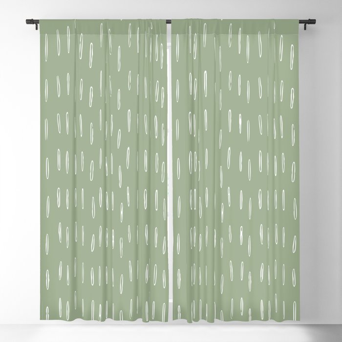 Raindrop Boho Abstract Pattern, Sage Green Blackout Curtain