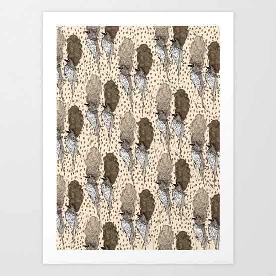 Bouffant Birds Pattern Art Print